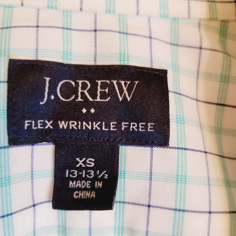 J.Crew Flex Wrinkle Free blue plaid button up shirt XS Mens Preppy Classic